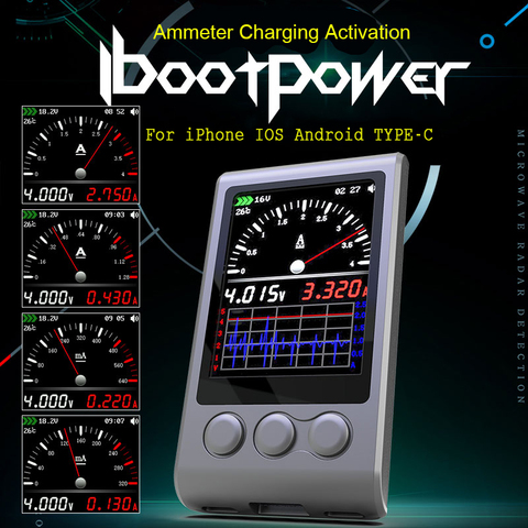 Ibootpower Power Cable For iPhone Ipad Android IOS TYPE-C Digital Ammeter Charging Activation Power Kit Multistage ammeter ► Photo 1/6
