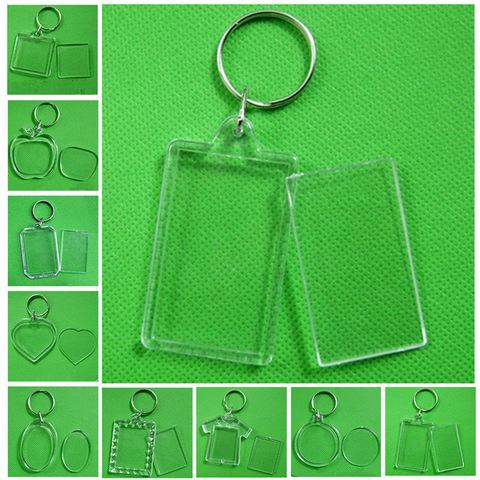 Fashion Acrylic Insert Photo Picture Frame Keyrings Rectangle Transparent Blank Frame Keychain DIY Split Ring Key Chain Gift ► Photo 1/6