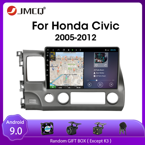 JMCQ Android 9.0 Car Radio Multimedia player For Honda Civic 2005-2012 navigation GPS 2 Din DVD player audio stereo Split Screen ► Photo 1/6