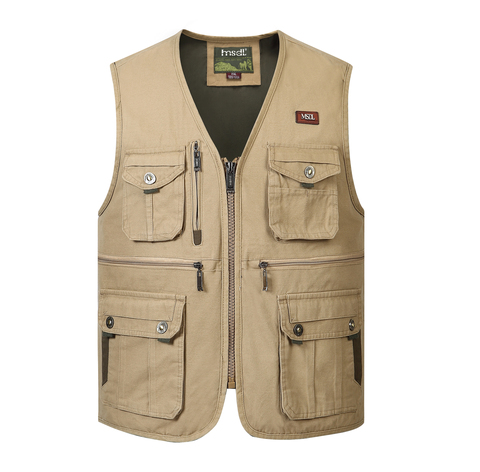 Men Multi-Pocket Waistcoat Fishing Vest Casual Fishing Vest Cotton Breathable Material Hunting Hiking Outdoor Vest Jacket ► Photo 1/6