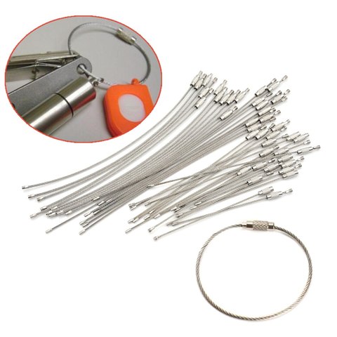 5PCS/LOT Stainless Steel Wire Keychain Cable Key Ring Chain Outdoor Hiking Style 