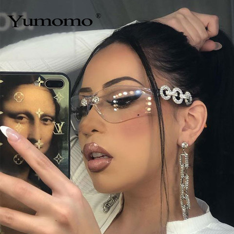 Yumomo Crystral Sunglasses Women Men Fashion Personlity Windshield UV Protection Blu Yellow UV400 Mirror Feminino De Sol Gafas ► Photo 1/6