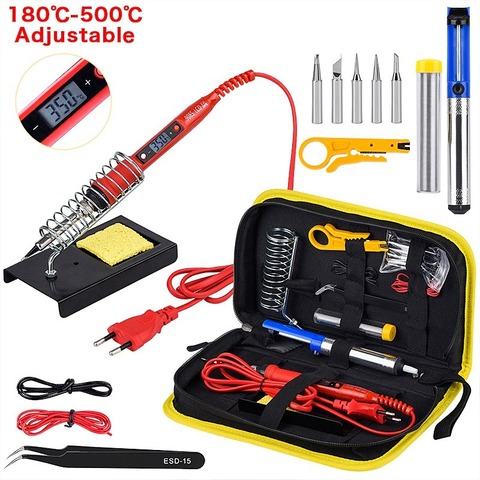 JCD 908S Electric Soldering Iron Kit 80W 220V LCD Temperature Adjustable Solder Iron Kit Welding Tool Set Soldering Sips Wires ► Photo 1/6