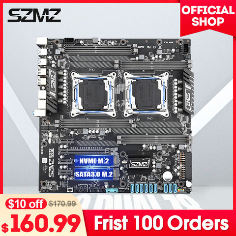 SZMZ X99 Dual CPU Motherboards Socket LGA 2011-3 motherboard support E5 2678V3,2680V3,2620V3,2650V3 ► Photo 1/6
