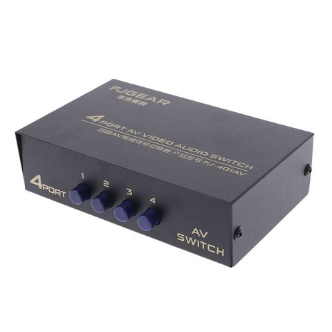 NEW 4 Port AV Audio Video RCA 4 Input 1 Output Switcher Switch Selector Splitter Box ► Photo 1/6