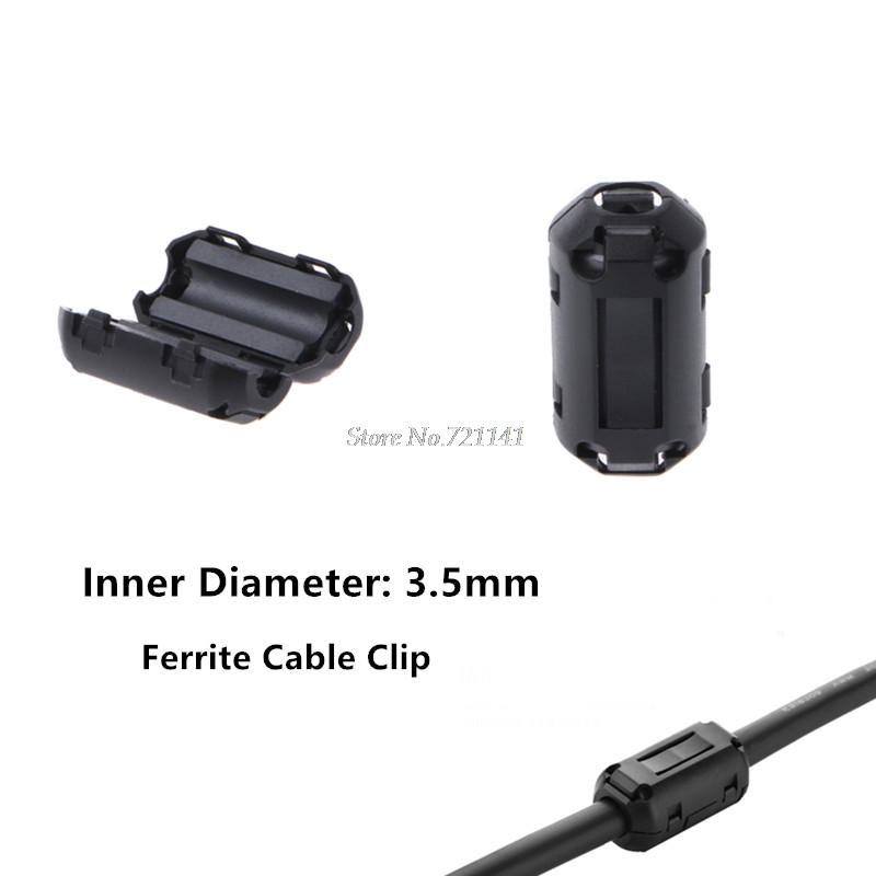 5Pcs 3.5mm Noise Suppressor EMI RFI Clip Choke Ferrite Core Cable Filter 