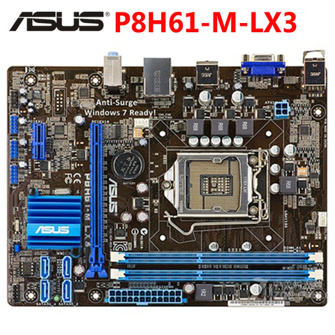 LGA 1155 ASUS P8H61-M LX3 Motherboard DDR3 16GB H61 P8H61 M LX3 Desktop Mainboard Systemboard SATA II PCI-E 2.0 PCI-E X16 Used ► Photo 1/6