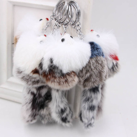 Cute Fluffy Fox Ball Key Chain Keyrings Pompom Fox Fur Pendant Keychains Charm Car Bag Key Ring Women Jewelry Gifts ► Photo 1/6