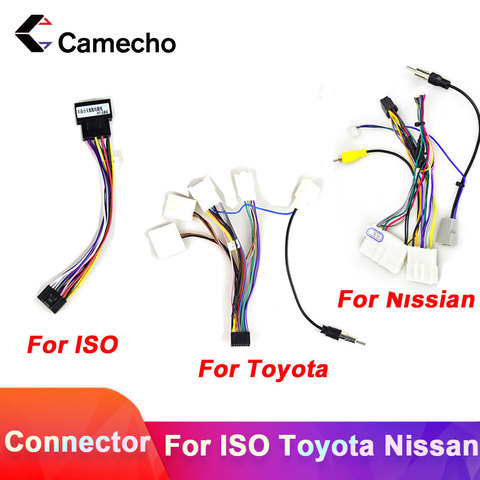 Camecho 2din car Android radio cable Wire Harness Adapter Connector Plug Cabl for Volkswagen ISO Hyundai Kia Honda Toyota Nissan ► Photo 1/4