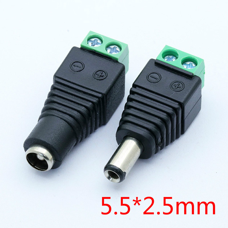 10pcs DC 5.5 x 2.5mm Power Female Jack Adapter Cable Plug Connector for CCTV 