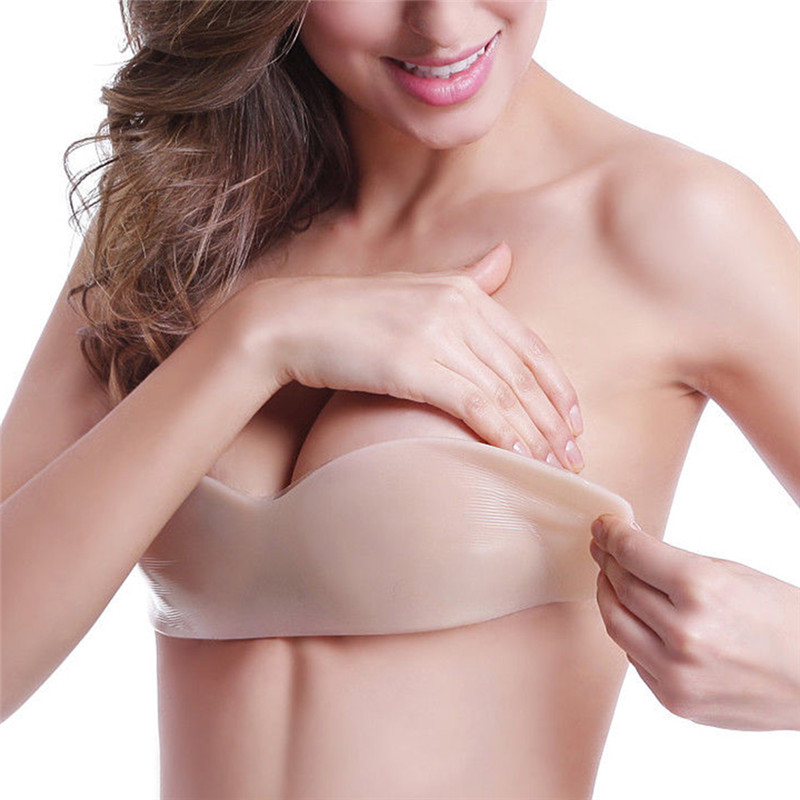 Sexy Women Invisible Push Up Bra Self-Adhesive Silicone Bust Front