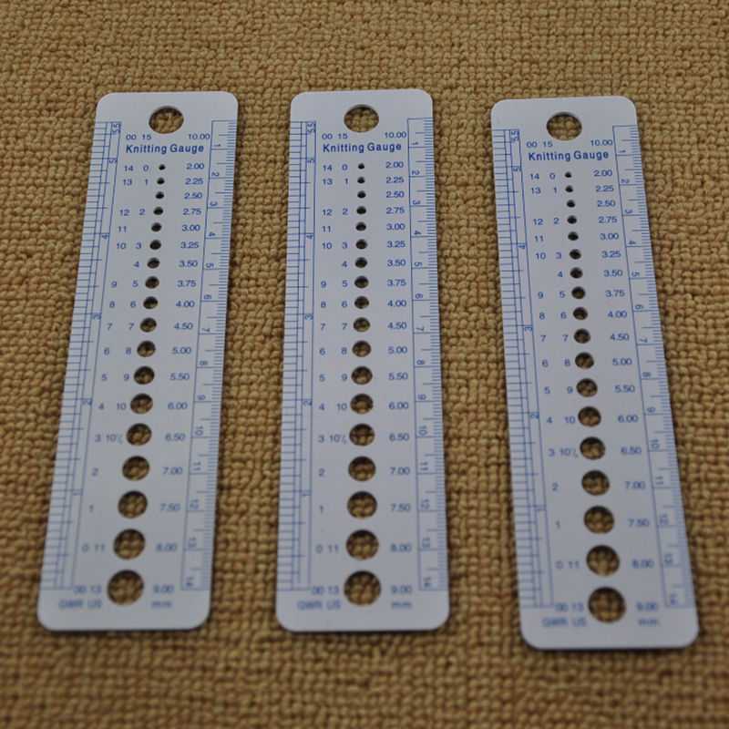 US UK Canada Size 5 Pieces Useful Sewing Knitting Needle Gauge Inch cm Ruler