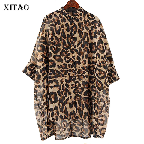 XITAO Trend Leopard Chiffon Shirt Plus Size Loose Irregular Bat Sleeve Thin Women Tops Fashion Spring Summer Blouses XJ4287 ► Photo 1/6