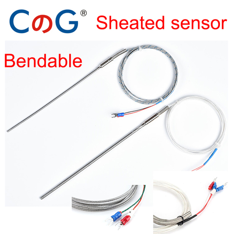 5m K J PT100 Type 1 2 3 5 6mm 0-900 Degree 0-600 50 100 mm Bendable For Temp Controller Sheated Thermocouple Temperature Sensor ► Photo 1/6