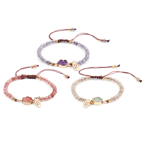 Fashion Bracelet Handmade Colors Natural Stone Simple Charm Bracelet 4MM Bead Bracelet With Stone Pendant Jewelry women ► Photo 1/6