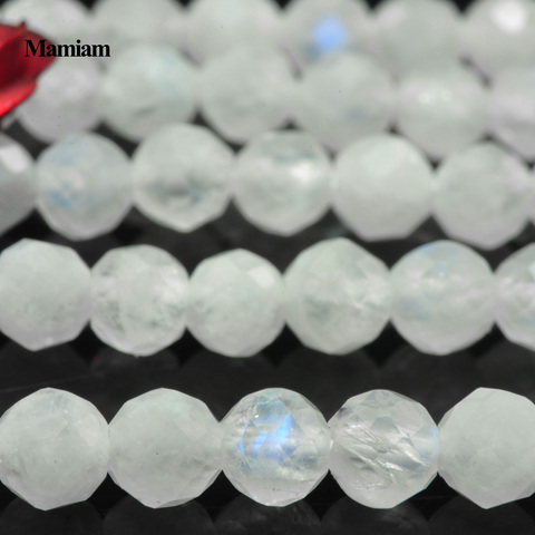 Mamiam Natural Blue Rainbow Moonstone Faceted Round Beads 2-4mm Smooth Stone Diy Bracelet Necklace Jewelry Making Gift Design ► Photo 1/5