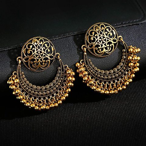 Retro Moon Indian Jewelry Jhumka Earrings Orecchini Vintage Gypsy Flower Gold Color Tassel Earrings For Women ► Photo 1/6