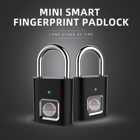 Anytek Door Lock L34 Fingerprint Padlock Security Keyless USB Rechargeable Mini Door Luggage Aluminum alloy finger print Lock ► Photo 1/5