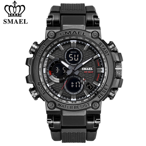 SMEAL Men Sport Watches Digital Double Time Chronograph Watch Mens LED Chronometre Week Display Wristwatches montre homme Hour ► Photo 1/6