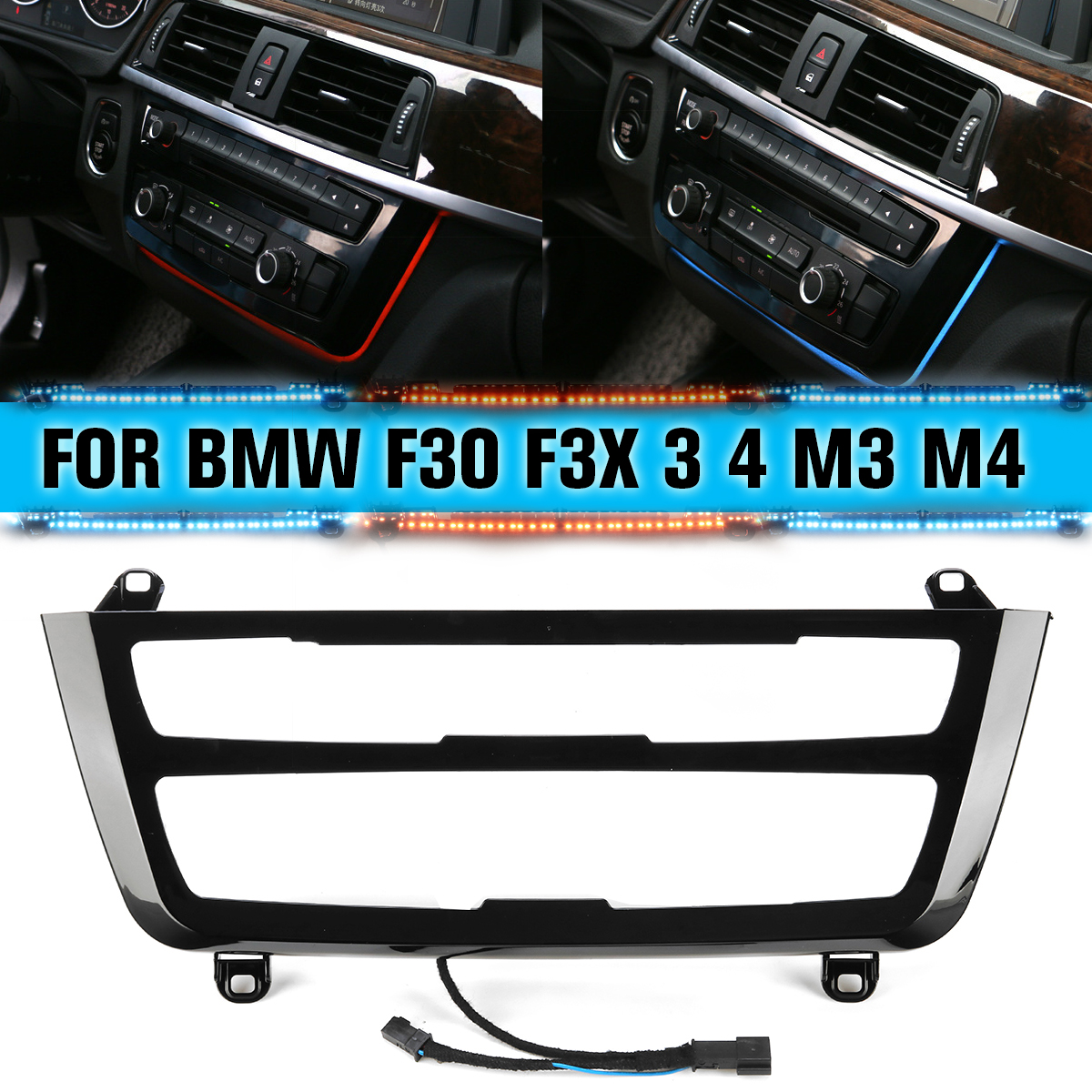 Fit For BMW 3 4 Series F30 LCI Radio Trim LED Center Console AC Panel Light New