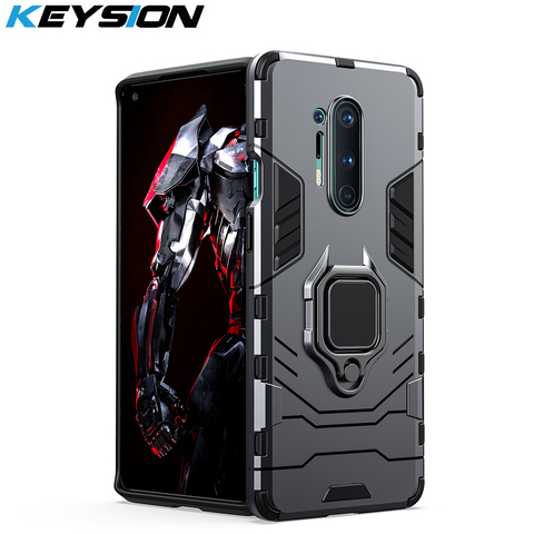 KEYSION Shockproof Armor Case For Oneplus 8 8 Pro 7 7T Pro Stand Car Ring Magnetic Back Phone Cover for Oneplus 8 Pro 1+7 Pro 6T ► Photo 1/6
