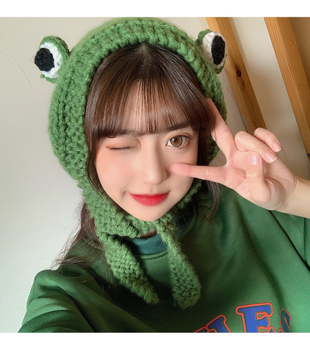 Funny Frog Hat Unisex Women Knitted Winter Warm Beanie Hat Cute Cartoons Crochet Hat Hip-hop Skullies Cap Party Dress Up ► Photo 1/6