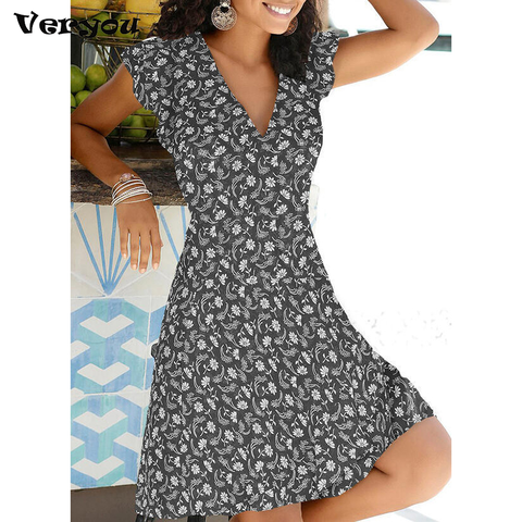 New Summer V Neck Floral Print Party Dress Women Vintage Sleeveless Tank Mini Dress Spring Loose Plus Size A-Line Dress 2022 ► Photo 1/6