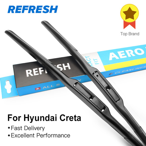 REFRESH Hybrid Windscreen Wiper Blades for Hyundai Creta ( ix25 ) Fit Hook Wiper Arms Model Year 2014 2015 2016 2017 2022 ► Photo 1/6