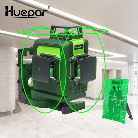 Huepar 12 Lines 3D Cross Line Laser Level with Orsam Green Laser Beam Self-Leveling 360 Vertical and Horizontal Cross Powerful ► Photo 1/6