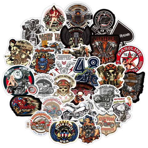 50/100pcs Cool Motorcycle Stickers For Notebooks Laptop Scrapbooking Material Adesivos Retro 90s Decoration Sticker Vintage ► Photo 1/6