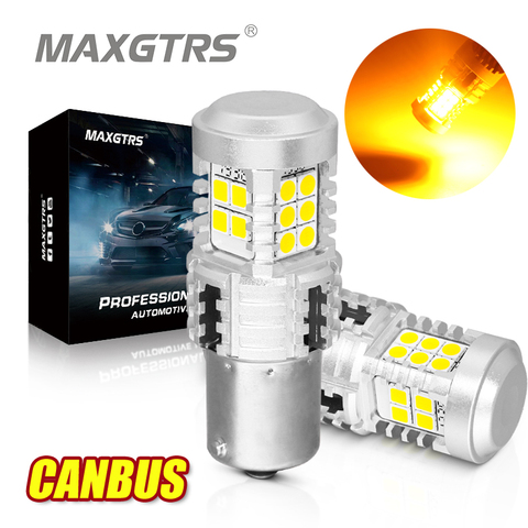 2x CANBUS Bau15s PY21W 7507 3030 LED Bulb Amber Car Turn Signal No Error Hyper Flash Light Built-in Resistor 1156 Yellow Lamp ► Photo 1/6