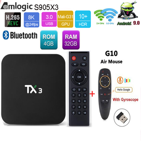 Tanix TX3 S905X3 Amlogic Android 9.0 TV BOX H.265 8K HDR 2.4G/5GHz Dual Wifi BT 4.2 Smart Boxes Media Player Set ► Photo 1/5