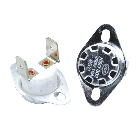 2pcs KSD302 16A 250V 40-130 degree Ceramic KSD301 Normally Closed Temperature Switch Thermostat 45 55 60 65 70 75 80 85 ► Photo 1/5