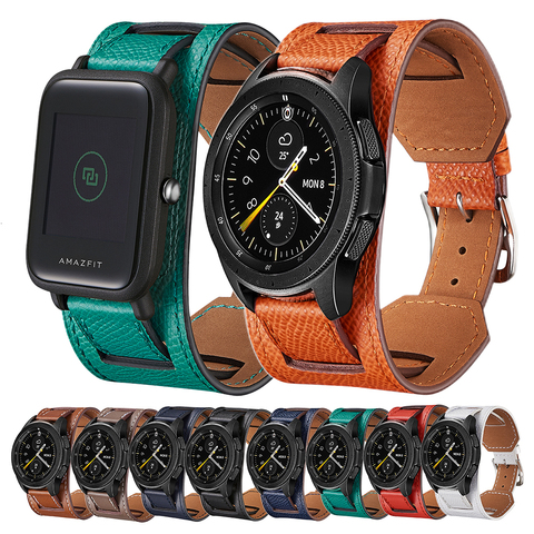 22mm 20 leather Strap For Garmin Vivoactive 3  Samsung Gear S2 Active 2 Galaxy 46mm 42 Amazfit 2 3 GTR 42mm Smart Bracelet Wrist ► Photo 1/6