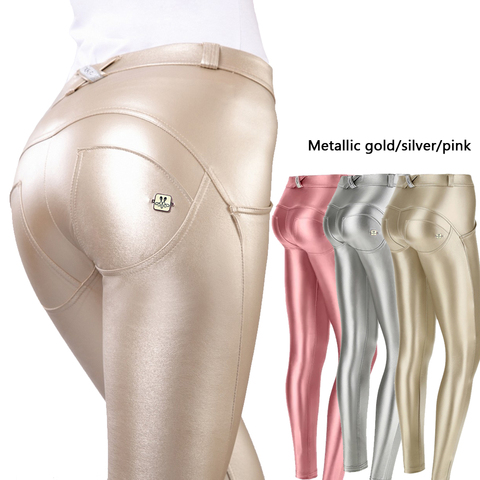 Melody Eco Leather Leggings Metallic Leather Pants Skinny Legging Fitness Seamless Instagram Hot Jeans Full Length Middle Waist ► Photo 1/6