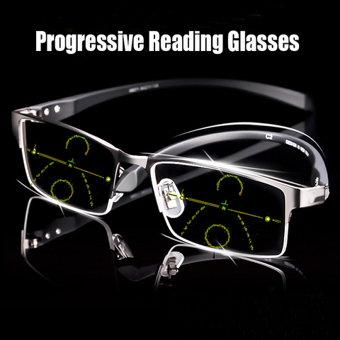 Half Frame Progressive Multifocus Reading Glasses Blue Light Blocking  Women Men Multifocal Computer Readers High Quality Gafas ► Photo 1/6