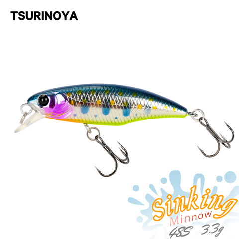 TSURINOYA Fishing Lure DW69 Sinking Minnow Hard Bait 48S 48mm 3.3g Fishing Wobblers Jerkbait Bass Trout Lure Swimbait ► Photo 1/6