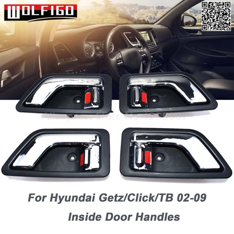 WOLFIGO Chrome Inner Inside Car Door Handles Left Right for Hyundai Getz/Click/TB 02-09 Dodge Brisa (Venezuela) Inokom Getz ► Photo 1/6