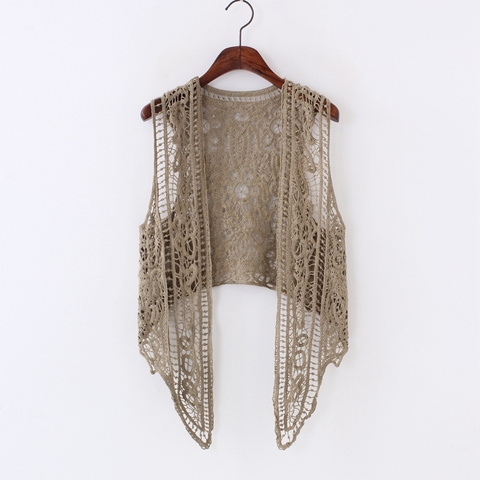 Asymmetric Open Stitch Cardigan Summer Beach Boho Hippie People Style Crochet Knit Embroidery Blouse sleeveless Vest 2022 ► Photo 1/6