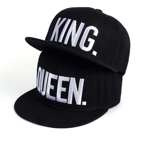 Summer Hip Hop Men's Caps Couple KING QUEEN letter Embroidery Men Baseball Cap Women bone Male Snapback Flat Hat Black ► Photo 1/6