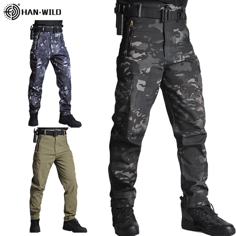 HAN WILD Men Sharkskin Tactical Pants Cargo Combat SWAT Army Training Military Pants Airsoft Asian Pants Hiking Hunting Trousers ► Photo 1/6