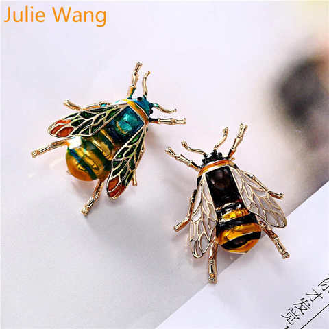 Julie Wang Colorful Insect Bumble Bee Brooch For Men Alloy Enamel Brooches Fashion Jewelry Clothing Dress Accessories ► Photo 1/6