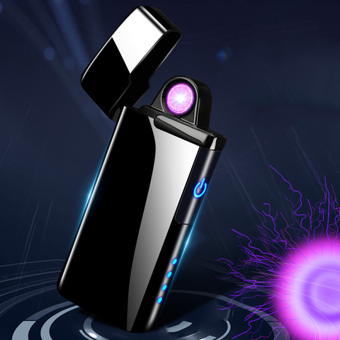 New Double Plasma Lighter Windproof Electronic USB Recharge Arc  Cigarette Smoking Electric Lighter ► Photo 1/6