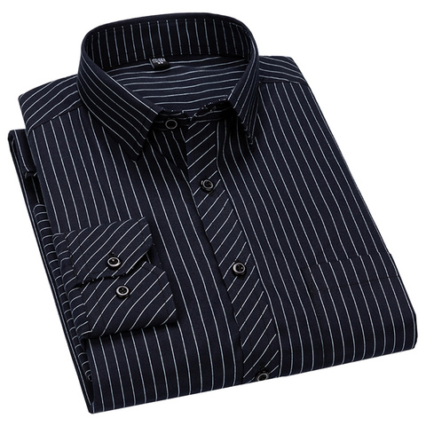 Men Business Casual Long Sleeved Shirt Classic Striped Male Social Dress Shirts Slim Fit Large Size 2XL 3XL 4XL Purple ► Photo 1/6