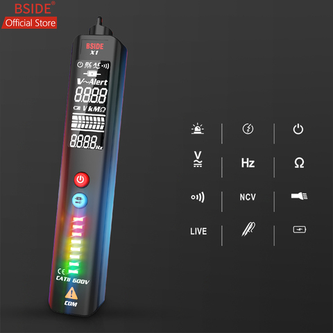 BSIDE X1 EBTN Voltage Tester 3-Line Large LCD Volt Detector Non contact Dual Range AC Voltage Sensor Pen Live Wire Check + Case ► Photo 1/6