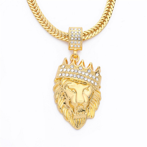 2022 new fashion hip hop crown lion head necklace men's hiphop pendant boutique jewelry ► Photo 1/5