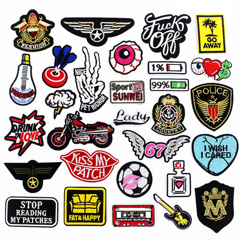 2022 Pop Design Cloth Patches Iron on Badges Hippies Embroidered Stripes Appliques for Jacket Jeans DIY Sewing Supplies ► Photo 1/6