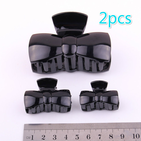 Quality PC Plastic Claw Clip Shining Black SK-Shark Clip Claws For Women Bowknot Design Beauty Hair Jewelry Accessories 2 Pieces ► Photo 1/6