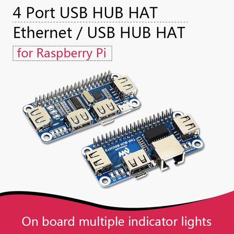 4 Port USB HUB HAT for Raspberry Pi Ethernet / USB HUB HAT for Raspberry Pi Zero 1x RJ45 3x USB ► Photo 1/5