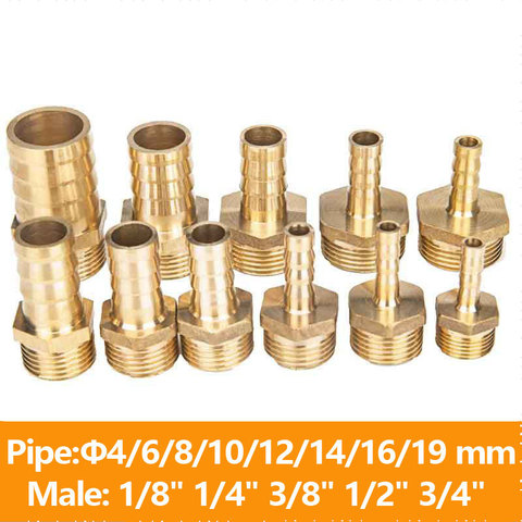 Brass Pipe Fitting 4mm 6mm 8mm 10mm 12mm 19mm Hose Barb Tail 1/8